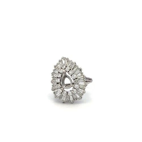 PLATINUM SEMI MOUNT RING WITH 2.16 CARAT I-SI DIAMONDS FITS 8.65X5.25MM 0.85CT++ (1 of 2)