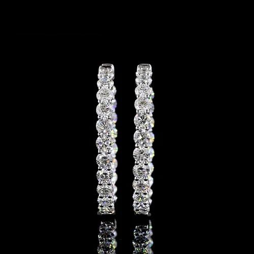 LAB-GROWN 5.12 CARAT ROUND E-F-VS1 DIAMOND 14K WHITE GOLD HOOPS EARRINGS: LAB-GROWN 5.12 CARAT ROUND E-F-VS1 DIAMOND 14K WHITE GOLD HOOPS EARRINGS Title: High-quality Brand-New Echo Friendly Elegant Lab-Grown 5.12 Carat Round E-F-VS1 Diamond 14K White Gold Hoops Earrings Vi