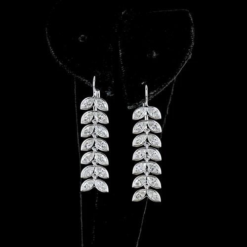 LAB-GROWN 3.34 CARAT MARQUISE E-F-VS DIAMOND 14K WHITE GOLD HANGING EARRINGS: LAB-GROWN 3.34 CARAT MARQUISE E-F-VS DIAMOND 14K WHITE GOLD HANGING EARRINGS Title: High-quality Brand-New Echo Friendly Elegant Lab-Grown 3.34 Carat Marquise E-F-VS Diamond 14K White Gold Hanging Ear