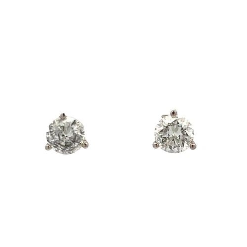 1.55 CARAT ROUND BRILLIANT DIAMOND 14K WHITE GOLD STUD EARRINGS: 1.55 CARAT ROUND BRILLIANT DIAMOND 14K WHITE GOLD STUD EARRINGS 1.55 Carat Round Brilliant Diamond 14 Karat White Gold Stud Earrings 14k Details Department Unisex Adults Main Stone Diamond Metal White