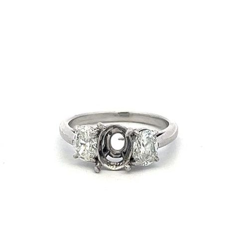 VINTAGE PLATINUM SEMI MOUNT RING WITH 1.5CT OVAL I-SI DIAMONDS FITS 8.4X5.7MM (1 of 2)