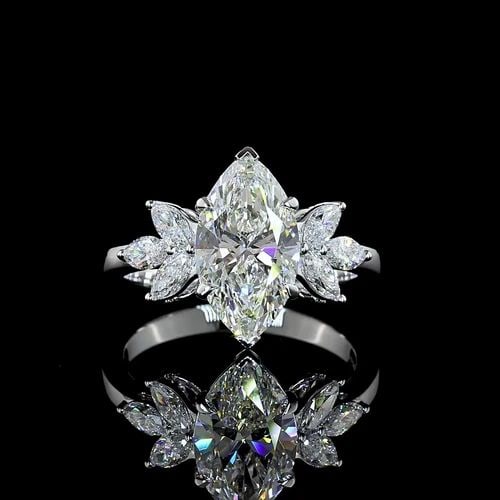 LAB-GROWN 3.12 CARAT MARQUISE E-F-VVS2 DIAMOND 14K WHITE GOLD ENGAGEMENT RING: LAB-GROWN 3.12 CARAT MARQUISE E-F-VVS2 DIAMOND 14K WHITE GOLD ENGAGEMENT RING Title: High-quality Brand-New Echo Friendly Elegant Lab-Grown 3.12 Carat Marquise E-F-VVS2 Diamond 14K White Gold Engageme