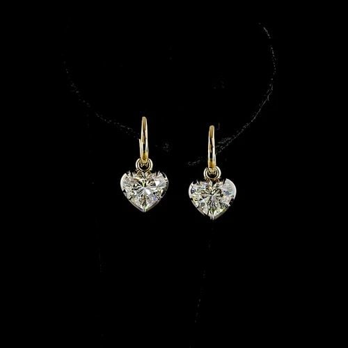 LAB-GROWN 4.24 CARAT HEART E-F-VS1 DIAMOND 14K YELLOW GOLD HANGING EARRINGS: LAB-GROWN 4.24 CARAT HEART E-F-VS1 DIAMOND 14K YELLOW GOLD HANGING EARRINGS Title: High-quality Brand-New Echo Friendly Elegant Lab-Grown 4.24 Carat Heart E-F-VS1 Diamond 14K Yellow Gold Hanging Earri