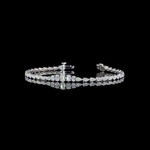 LAB-GROWN 3.13 CARAT OVAL E-F-VS DIAMOND 14K WHITE GOLD RIVIERA BRACELET: LAB-GROWN 3.13 CARAT OVAL E-F-VS DIAMOND 14K WHITE GOLD RIVIERA BRACELET Title: High-quality Brand-New Echo Friendly Elegant Lab-Grown 3.13 Carat Oval E-F-VS Diamond 14K White Gold Riviera Bracelet Vi