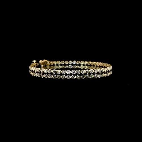 LAB-GROWN 3.35 CARAT ROUND E-F-VS1 DIAMOND 14K YELLOW GOLD TENNIS BRACELET: LAB-GROWN 3.35 CARAT ROUND E-F-VS1 DIAMOND 14K YELLOW GOLD TENNIS BRACELET Title: High-quality Brand-New Echo Friendly Elegant Lab-Grown 3.35 Carat Round E-F-VS1 Diamond 14K Yellow Gold Tennis Bracele