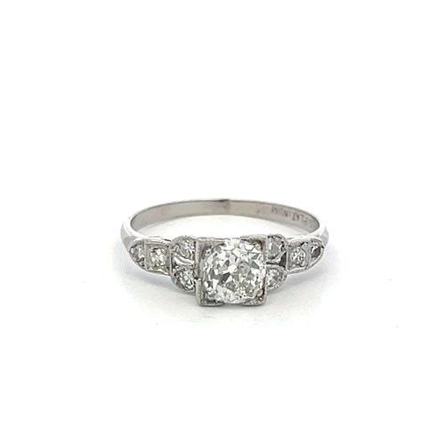 VINTAGE PLATINUM ART DECO RING WITH 0.7 CT OLD EUROPEAN CUT DIAMONDS SIZE 5.25 (1 of 2)
