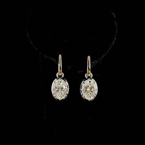 LAB-GROWN 4.08 CARAT OVAL E-F-VS1 DIAMOND 14K YELLOW GOLD HANGING EARRINGS: LAB-GROWN 4.08 CARAT OVAL E-F-VS1 DIAMOND 14K YELLOW GOLD HANGING EARRINGS Title: High-quality Brand-New Echo Friendly Elegant Lab-Grown 4.08 Carat Oval E-F-VS1 Diamond 14K Yellow Gold Hanging Earring