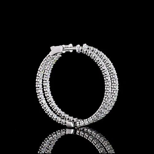 LAB-GROWN 3.07 CARAT ROUND E-F-VS DIAMOND 14K WHITE GOLD HOOPS EARRINGS: LAB-GROWN 3.07 CARAT ROUND E-F-VS DIAMOND 14K WHITE GOLD HOOPS EARRINGS Title: High-quality Brand-New Echo Friendly Elegant Lab-Grown 3.07 Carat Round E-F-VS Diamond 14K White Gold Hoops Earrings Vide