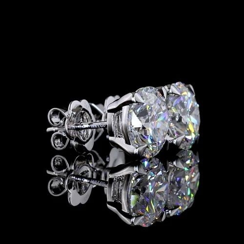 LAB-GROWN 5.13 CARAT ROUND D-VVS2 DIAMOND 14K WHITE GOLD STUDS EARRINGS (1 of 2)