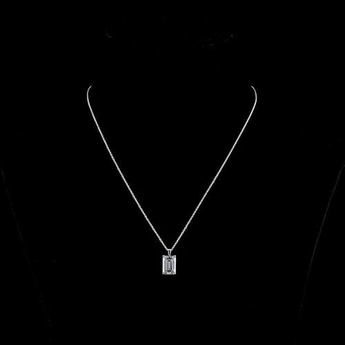 LAB-GROWN 3.58 CARAT EMERALD G-H-VS1 DIAMOND 14K WHITE GOLD SOLITAIRE PENDANT: LAB-GROWN 3.58 CARAT EMERALD G-H-VS1 DIAMOND 14K WHITE GOLD SOLITAIRE PENDANT Title: High-quality Brand-New Echo Friendly Elegant Lab-Grown 3.58 Carat Emerald G-H-VS1 Diamond 14K White Gold Solitaire 