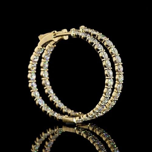 LAB-GROWN 4.54 CARAT ROUND E-F-VS1 DIAMOND 14K YELLOW GOLD HOOPS EARRINGS: LAB-GROWN 4.54 CARAT ROUND E-F-VS1 DIAMOND 14K YELLOW GOLD HOOPS EARRINGS Title: High-quality Brand-New Echo Friendly Elegant Lab-Grown 4.54 Carat Round E-F-VS1 Diamond 14K Yellow Gold Hoops Earrings 