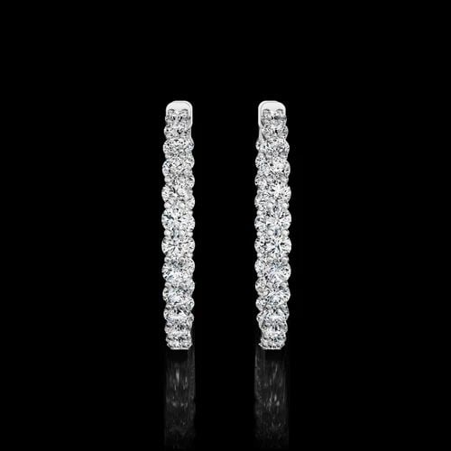 LAB-GROWN 4.34 CARAT ROUND E-F-VS2 DIAMOND 14K WHITE GOLD HOOPS EARRINGS: LAB-GROWN 4.34 CARAT ROUND E-F-VS2 DIAMOND 14K WHITE GOLD HOOPS EARRINGS Title: High-quality Brand-New Echo Friendly Elegant Lab-Grown 4.34 Carat Round E-F-VS2 Diamond 14K White Gold Hoops Earrings Vi