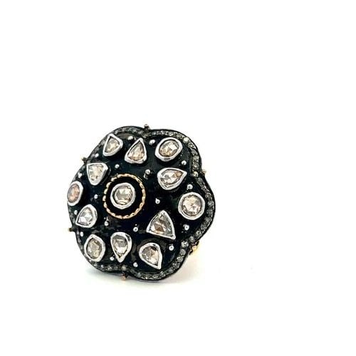 2.00 CARAT ROSE CUT J SI DIAMOND 18 KARAT TWO TONE GOLD/SILVER COCKTAIL RING: 2.00 CARAT ROSE CUT J SI DIAMOND 18 KARAT TWO TONE GOLD/SILVER COCKTAIL RING PRODUCT DESCRIPTION Title: 2.00 Carat Rose Cut J SI Diamond 18 Karat Two Tone Gold/Silver Cocktail Ring Style: Cocktail Met