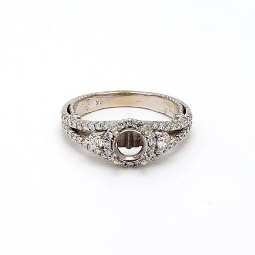1.30 CARAT ROUND BRILLIANT G VS1 DIAMOND 18 KARAT WHITE GOLD SEMI MOUNT RING: 1.30 CARAT ROUND BRILLIANT G VS1 DIAMOND 18 KARAT WHITE GOLD SEMI MOUNT RING Title: 1.30 Carat Round Brilliant G VS1 Diamond 18 Karat White Gold Semi Mount Ring Style: Semi Mount Metal: 18 Karat White