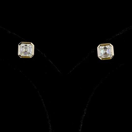 LAB-GROWN 3.52 CARAT ASSCHER E-F-VVS2 DIAMOND 14K YELLOW GOLD STUDS EARRINGS: LAB-GROWN 3.52 CARAT ASSCHER E-F-VVS2 DIAMOND 14K YELLOW GOLD STUDS EARRINGS Title: High-quality Brand-New Echo Friendly Elegant Lab-Grown 3.52 Carat Asscher E-F-VVS2 Diamond 14K Yellow Gold Studs Ear