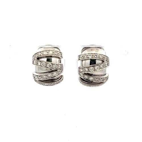VINTAGE 18K WHITE GOLD HUGGIE EARRINGS WITH 0.72 CARAT ROUND I-SI DIAMONDS (1 of 2)