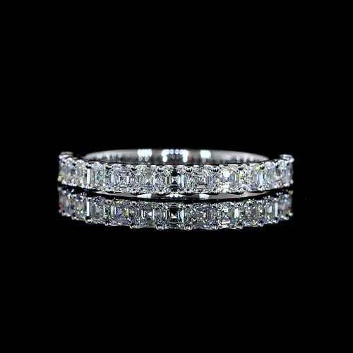 LAB-GROWN 0.94 CARAT ASSCHER E-F-VS+ DIAMOND 14K WHITE GOLD HALF ETERNITY BAND: LAB-GROWN 0.94 CARAT ASSCHER E-F-VS+ DIAMOND 14K WHITE GOLD HALF ETERNITY BAND Title: High-quality Brand-New Echo Friendly Elegant Lab-Grown 0.94 Carat Asscher E-F-VS+ Diamond 14K White Gold Half Eter