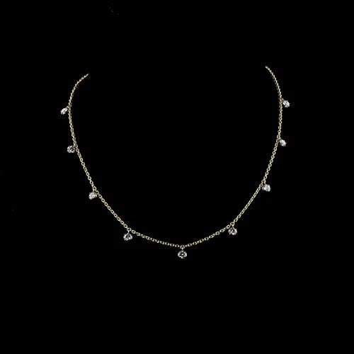 LAB-GROWN 1.89 CARAT ROUND E-F-VS1 DIAMOND 14K YELLOW GOLD STATION NECKLACE: LAB-GROWN 1.89 CARAT ROUND E-F-VS1 DIAMOND 14K YELLOW GOLD STATION NECKLACE Title: High-quality Brand-New Echo Friendly Elegant Lab-Grown 1.89 Carat Round E-F-VS1 Diamond 14K Yellow Gold Station Neckl