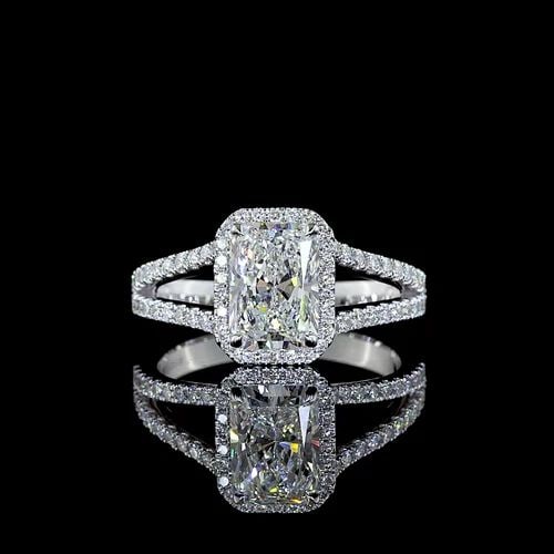 LAB-GROWN 2.13 CARAT RADIANT D-VVS2 DIAMOND 14K WHITE GOLD SPLIT SHANK RING: LAB-GROWN 2.13 CARAT RADIANT D-VVS2 DIAMOND 14K WHITE GOLD SPLIT SHANK RING Title: High-quality Brand-New Echo Friendly Elegant Lab-Grown 2.13 Carat Radiant D-VVS2 Diamond 14K White Gold Split Shank R