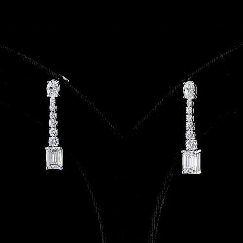 LAB-GROWN 4.01 CARAT ROUND G-VVS2 DIAMOND 14K WHITE GOLD MARTINI EARRINGS (1 of 2)