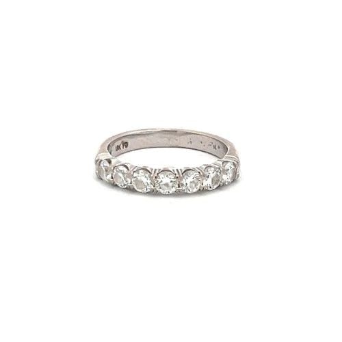 18K WHITE GOLD ETERNITY BAND RING WITH 0.8 CARAT EMERALD CUT DIAMOND SIZE 10: 18K WHITE GOLD ETERNITY BAND RING WITH 0.8 CARAT EMERALD CUT DIAMOND SIZE 10 Detailed Description: Cherish moments with this elegant 18K white gold eternity band, a perfect symbol of endless love and 