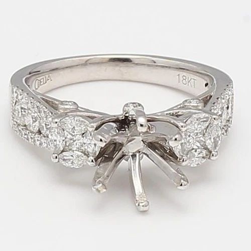 VINTAGE 7.40 GRAMS SIZE 6 PLATINUM THREE STONE SEMI MOUNT RING (1 of 2)