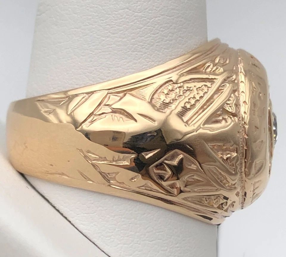 10K GOLD A&M COLLEGE OF TEXAS RING 1876 0.26CT DIAMOND ( SIZE: 11 ) 24.4G (1 of 2)