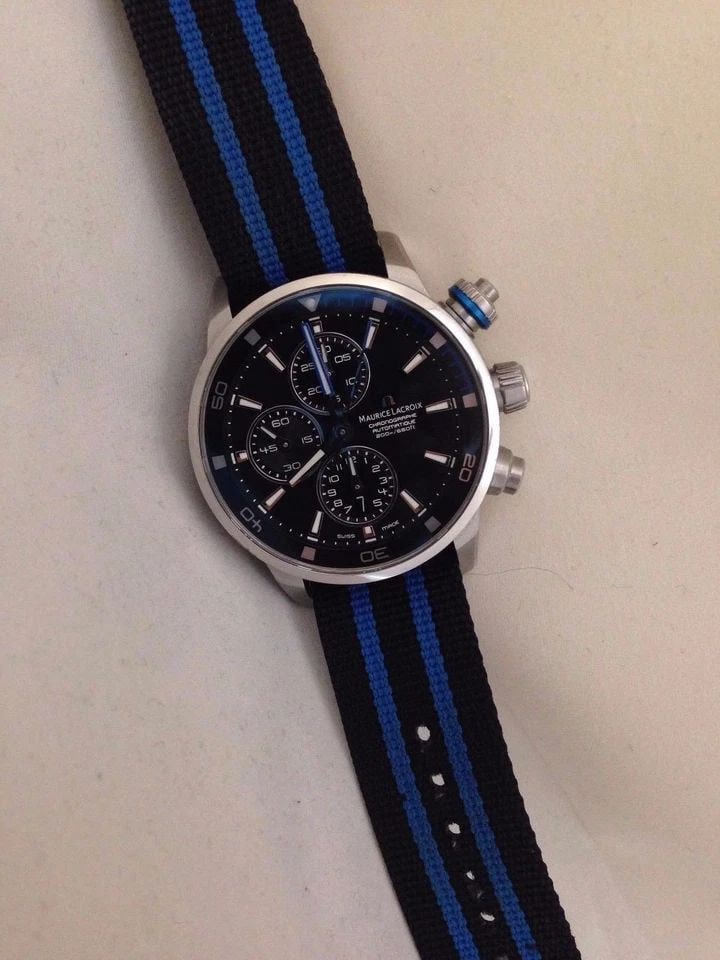 MENS MAURICE LACROIX PONTOS AUTOMATIC WATCH, CHRONOGRAPH BLUE PT6008 (1 of 2)