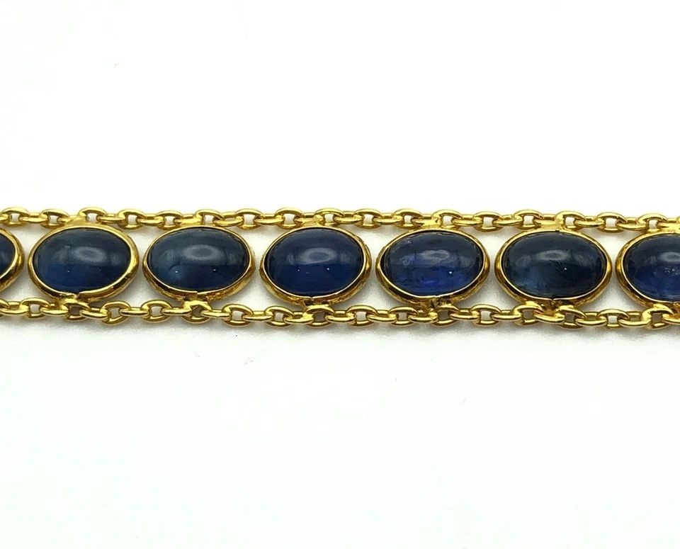 18K YELLOW GOLD BRACELET SET WITH 14.4CTW SAPPHIRES (7.25 INCH) 7.3 GRAM (1 of 2)
