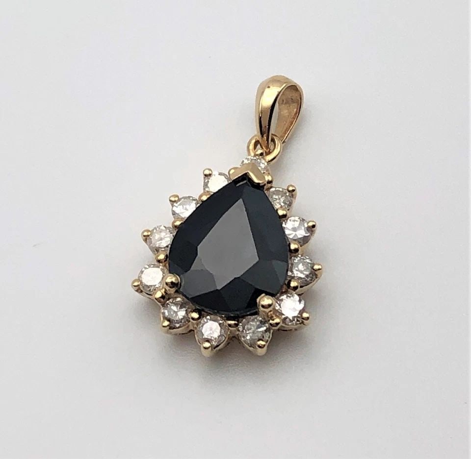 14K GOLD PENDANT & EARRINGS SET, 4.5CTS SAPPHIRES AND 1.0CTS DIAMONDS 4.9 GRAMS (1 of 2)