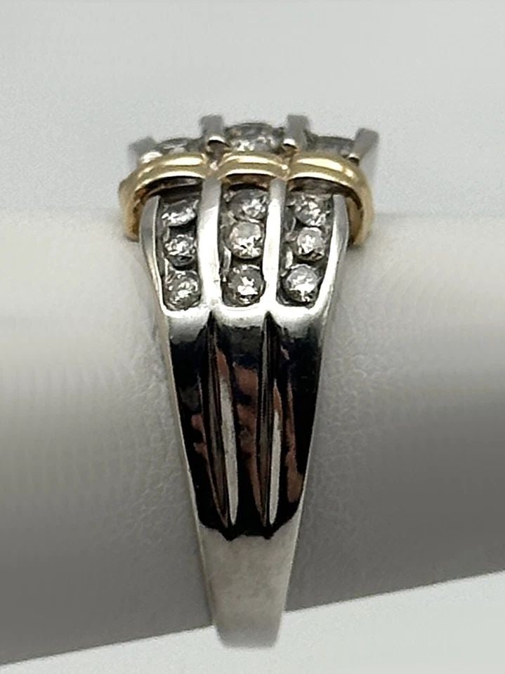 14K TWO TONE WHITE / YELLOW GOLD RING, 1CT OF DIAMONDS ( SIZE: 7 ) 5.8G (1 of 2)