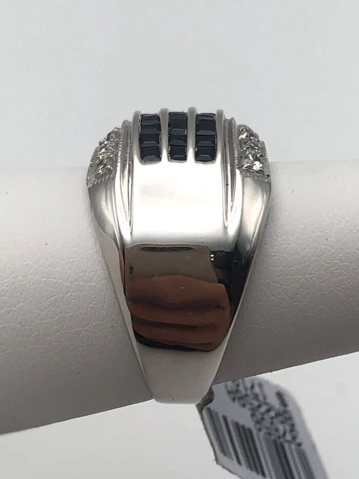 18K WHITE GOLD RING, 1.25CTS SAPPHIRES, 0.35CTS DIAMONDS ( SIZE: 7.75 ) 10G (1 of 2)