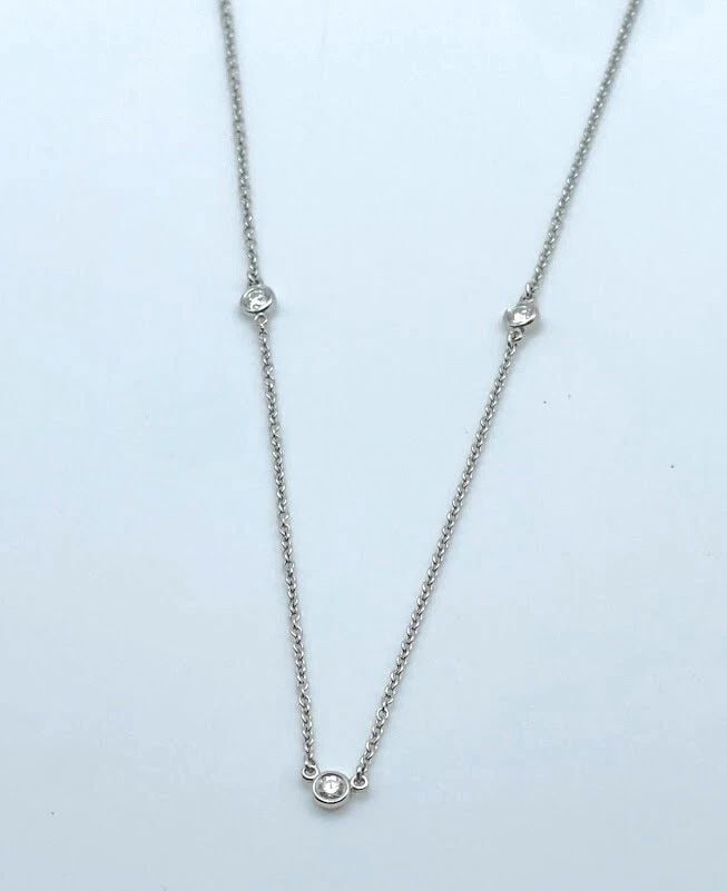 TIFFANY & CO. ELSA PERETTI PLATINUM DIAMOND BY YARD NECKLACE ( 16 INCH ) 2.7G: TIFFANY & CO. ELSA PERETTI PLATINUM DIAMOND BY THE YARD NECKLACE (16 INCHES) Tiffany & Co. Elsa Peretti Platinum Diamond by the yard Necklace You are bidding on a Tiffany & Co. Elsa Peretti Platinum D