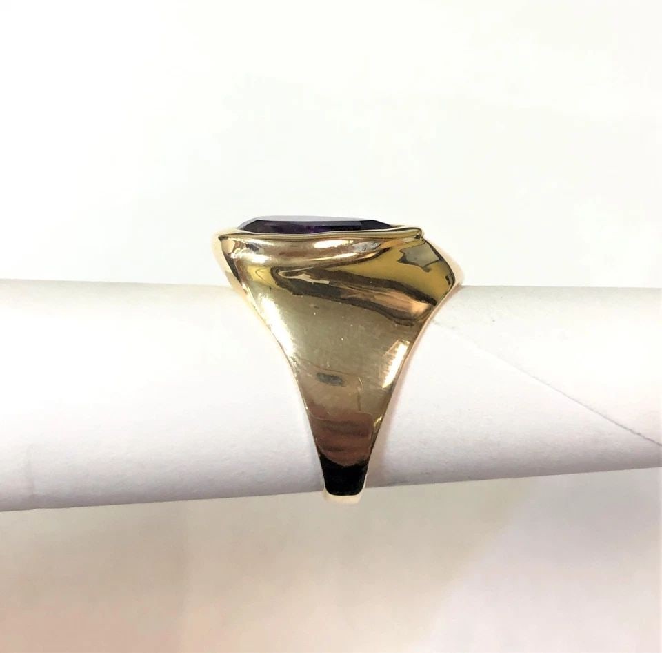 14K GOLD RING SET WITH 5.75CT PEAR AMETHYST AND DIAMONDS (SIZE: 6.5) 11.8 GRAMS (1 of 2)