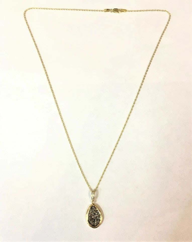 14K GOLD ALLISON KAUFMAN PENDANT & CHAIN, MULTICOLORED DIAMONDS (18 INCH) (1 of 2)