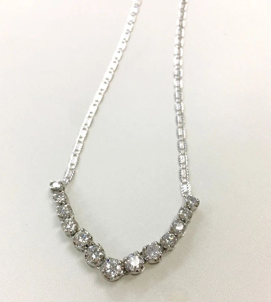18K/13K WHITE GOLD NECKLACE, 1.25CTS NATURAL DIAMONDS (19 INCH) 5.6 GRAM (1 of 2)