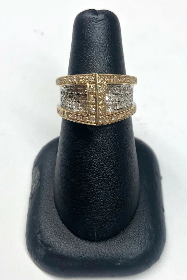 NEW WOMEN'S 14K TWO TONED RING 0.85CTW NATURAL DIAMOND (SIZE 6.25) 9.4 GRAMS (1 of 2)