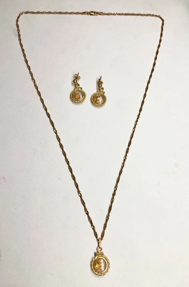 AUTHENTIC NATURAL NUGGET 14K GOLD NECKLACE WITH EARRING SET ( 20 INCH ) 7.3G: AUTHENTIC NATURAL NUGGET 14K GOLD NECKLACE WITH EARRING SET Authentic Natural Nugget 14K Gold Necklace With Earring Set You are bidding on a pre-owned Authentic Natural Nugget 14K Gold Necklace With E