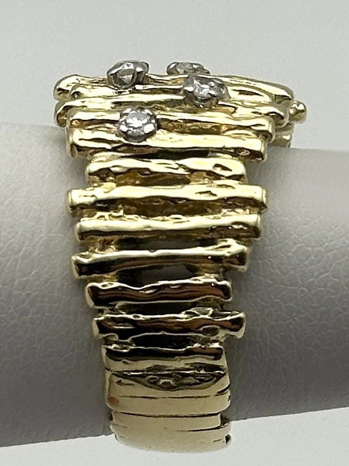 14K GOLD TREE BARK STYLE RING WITH 0.25CTW NATURAL DIAMONDS (SIZE: 6) 8.7 GRAMS (1 of 2)