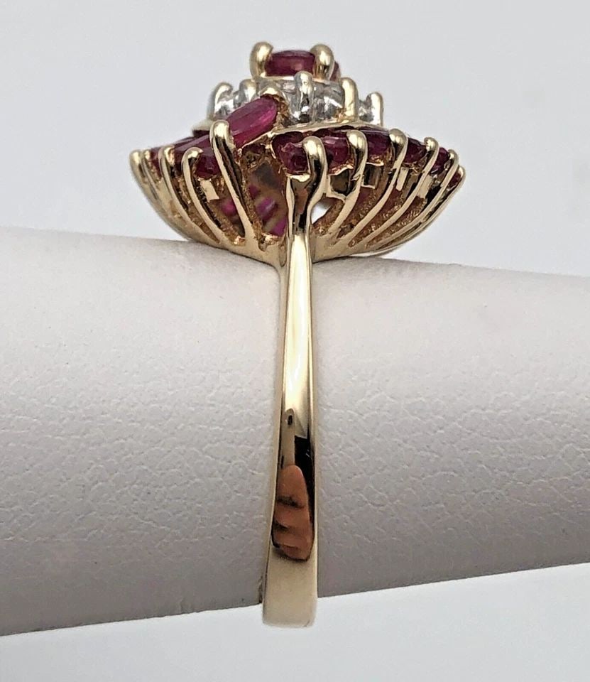 14K GOLD RING, EYE SHAPED 2CTS OF NATURAL RUBY AND 0.10CTS OF DIAMONDS SIZE: 5 (1 of 2)
