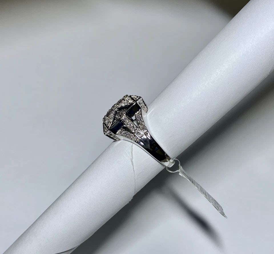 NEW WOMEN'S 14K WHITE GOLD SQUARE RING WITH 0.50CT DIAMONDS ( SIZE 7 ) 7.2 GRAMS (1 of 2)