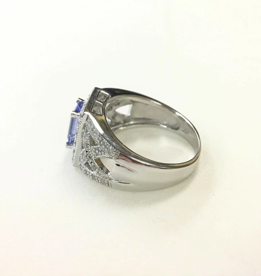 14K WHITE GOLD RING WITH 1.0CT TANZANITE, 0.50CTW DIAMONDS (SIZE: 6.5) 5.7 GRAMS (1 of 2)