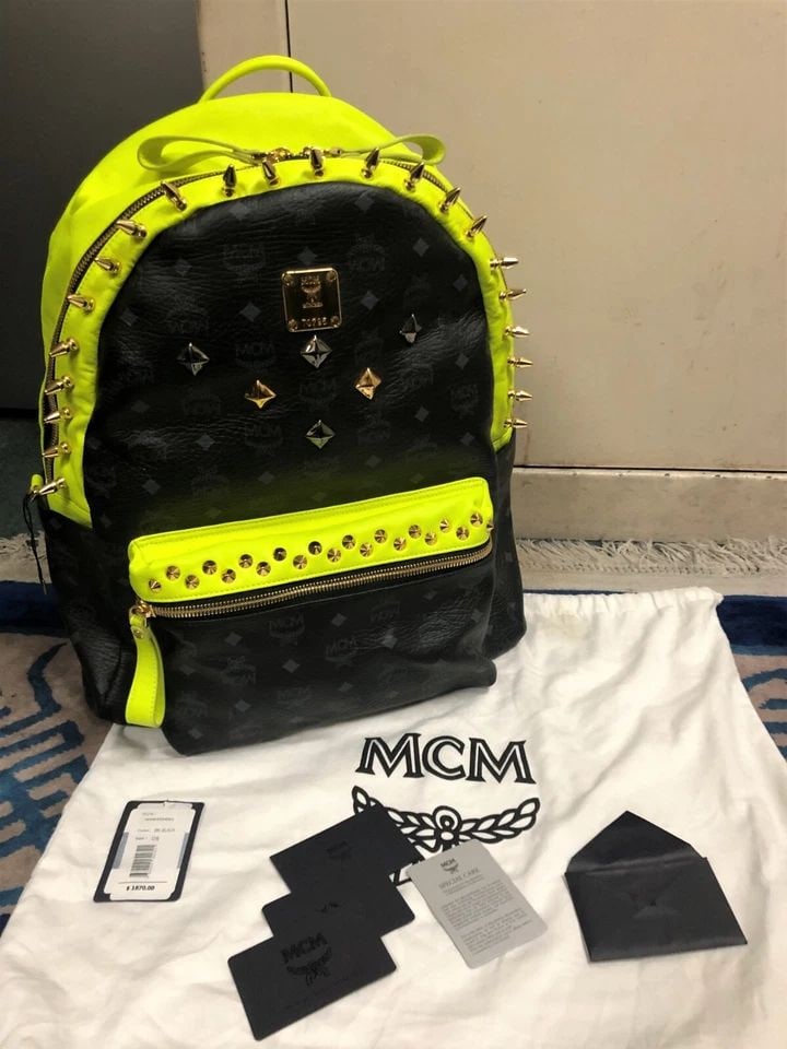 NEW MCM BLACK AND NEON STUDDED STARK BACKPACK LIMITED EDITION GIVENCHY LARGE (1 of 2)