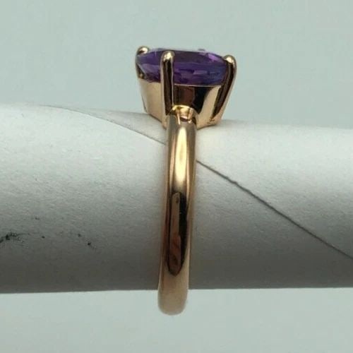 14K ROSE GOLD THICK BAND RING WITH OVAL AMETHYST SIZE: 5.5 6.6G (1 of 2)