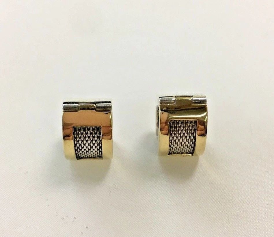 CAROLEE 18K YELLOW GOLD & STERLING SILVER EARRINGS, TWO TONED, 12.3G: CAROLEE STERLING SILVER WITH 18K YELLOW GOLD TWO TONED EARRINGS Carolee Sterling Silver with 18k Yellow Gold Two Toned Earrings You are bidding on a pre-owned Carolee Sterling Silver with 18k Yellow G