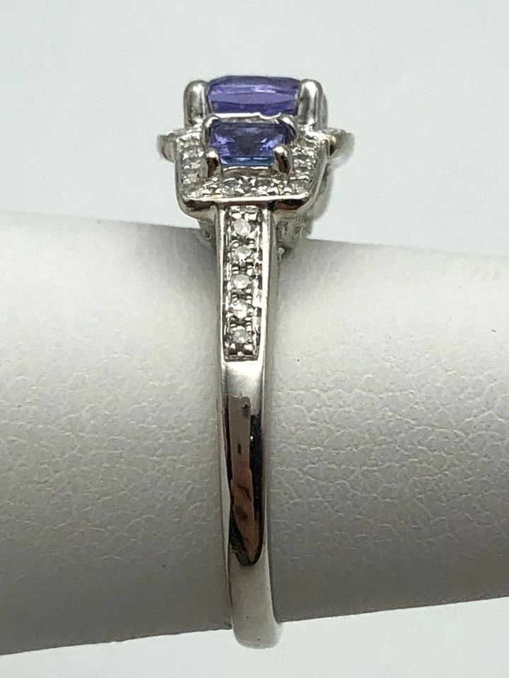 14K WHITE GOLD RING WITH 1.10CTS TANZANITE, 0.78CTW DIAMOND (SIZE 6) 3.8 GRAM (1 of 2)