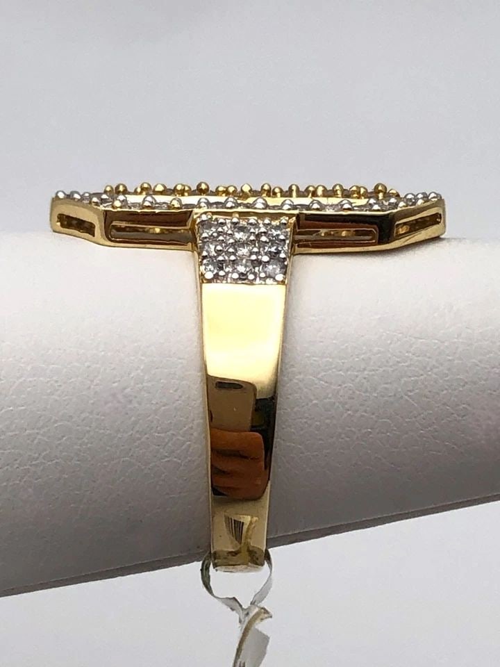 14K GOLD RECTANGULAR CAGE HEAD RING WITH 0.80CTW DIAMONDS (SIZE 6.75) 5.1 GRAM (1 of 2)