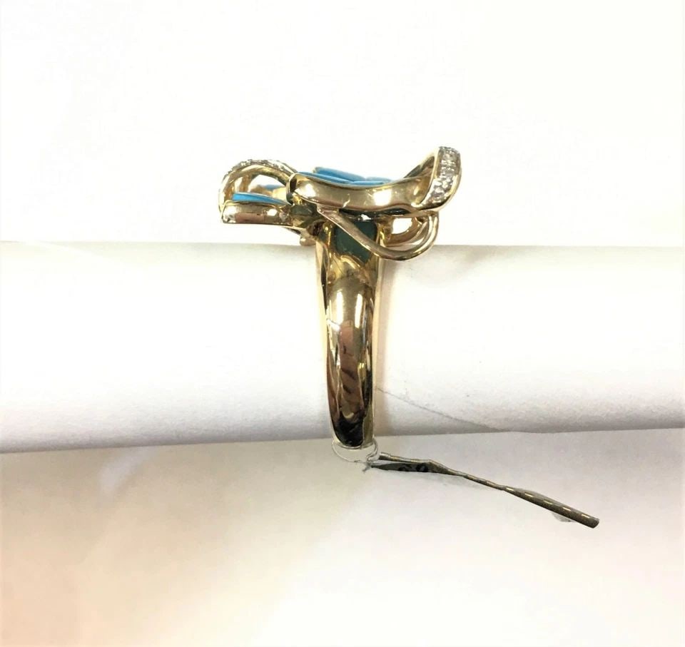 10K BUTTERFLY RING/PENDANT, 0.23CTS DIAMONDS, IMITATION TURQUOISE (SIZE: 7) 8.4G: 10K BUTTERFLY RING/PENDANT WITH DIAMONDS AND IMITIATION TURQUOISE (SIZE: 7) 10k Butterfly Ring/Pendant with Diamonds and imitation Turquoise You are bidding on a 10k Butterfly Ring/Pendant with Diamon