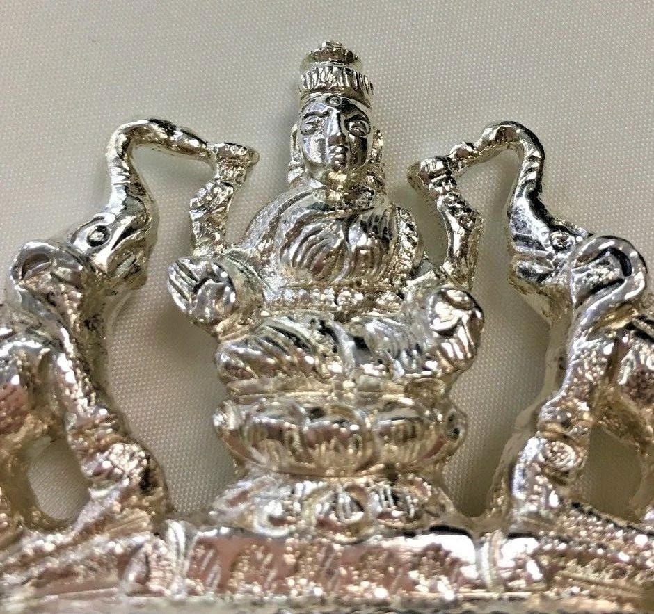 925 STERLING SILVER LAXMI FIGURE WITH ELEPHANTS HEAVY 116.4 GRAMS (1 of 2)
