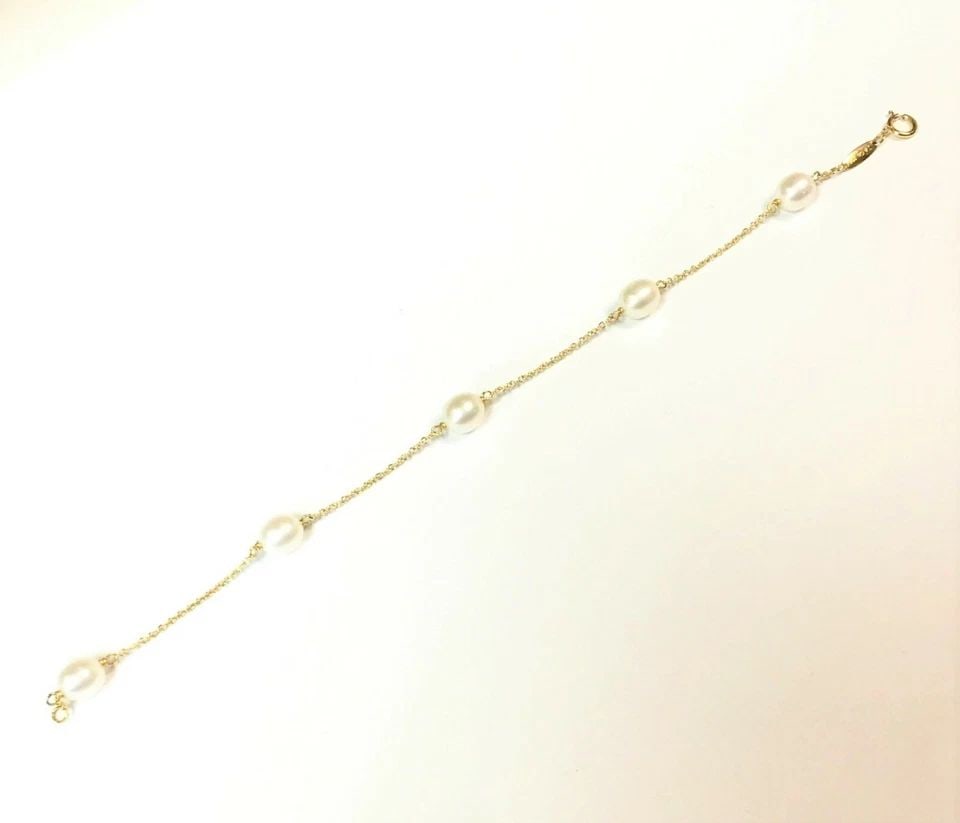 TIFFANY & CO. ELSA PERETTI 18K GOLD PEARLS BY THE YARD BRACELET (7 INCH) 2.8G: Tiffany & Co. Elsa Peretti 18k Gold Pearls by the yard Bracelet You are bidding on a pre-owned Tiffany & Co. Elsa Peretti 18k Yellow Gold Pearls by the yard bracelet. The bracelet has some marks and s